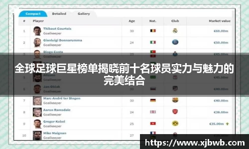 全球足球巨星榜单揭晓前十名球员实力与魅力的完美结合